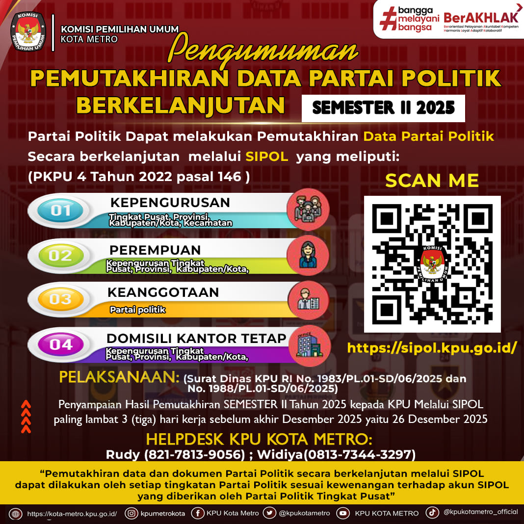 Pengumuman Pemutakhiran Data Partai Politik Berkelanjutan